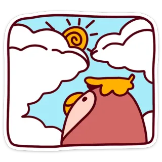☀ c1555a44 sun, clouds, mountain, sky, nature, cartoon, cute telegram sticker