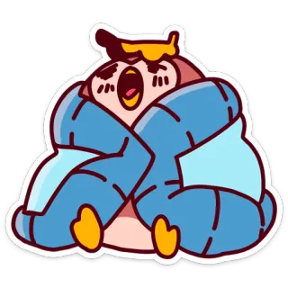 😌 d80f1624 cartoon, character, sleepy, cute, blanket, yawning telegram sticker