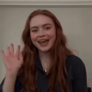 🕳 4d1512df Rothaarige, Frau, winkend, freundlich, Person telegram sticker