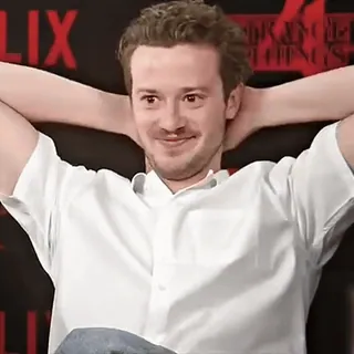 🕳 ee70406d Stranger Things Schauspieler, Porträt, Mann, Lächeln, Joseph Quinn, Promi telegram sticker