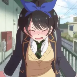 🧡 305a76d5 Ruka Sarashina Rent-A-Girlfriend Anime, Ragazza, Uniforme scolastica, Arrossire, Carino, Felice whatsapp sticker