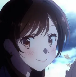 💛 8e023c78 Chizuru Ichinose Rent-A-Girlfriend anime, ragazza, sorridente, capelli castani, carina whatsapp sticker