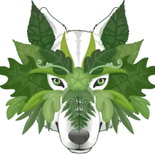 😑 34260d23 Wolf, Blätter, Natur, Tier, Grün, Weiß, Wald, Pflanzen telegram sticker