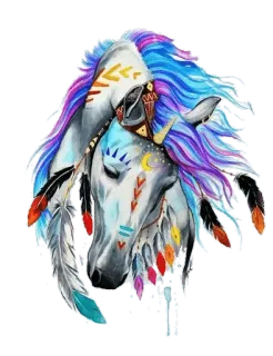 🐎 9092e913 Pferd, Indianer, Federn, Traumfänger, Tier, Kunstwerk, Fantasy, Spirituell telegram sticker