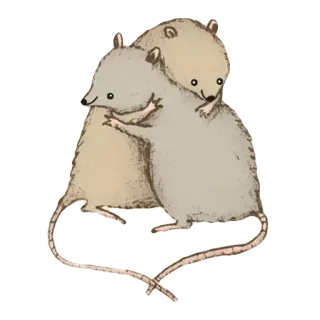 🐭 c0fc3346 Ratten, Liebe, Freundschaft, süß, Tiere, Cartoon, Illustration, Umarmung telegram sticker