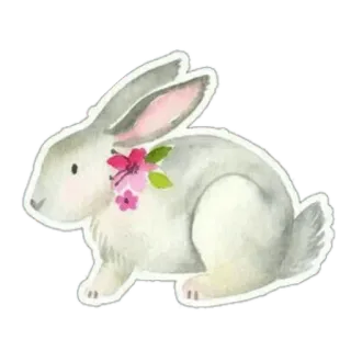 🌺 d1412782 Hase, Häschen, Tier, süß, Aquarell, Blume telegram sticker