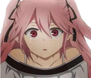 😭 135661d9 anime, ragazza, piangendo, capelli rosa, lacrime whatsapp sticker