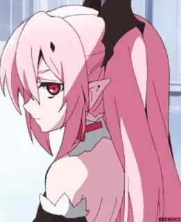 👀 97ae676c Mikaela Hyakuya Owari no Seraph Anime, Vampiro, capelli rosa, Elfo, triste whatsapp sticker