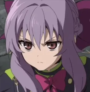 😠 9f13e3d8 Shinoa Hiiragi Seraph of the End anime, ragazza, capelli viola, arrabbiata, Seraph of the End whatsapp sticker