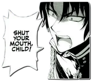 😠 ef209d92 SHUT YOUR MOUTH, CHILD! arrabbiato, urlare, anime, manga, fumetto whatsapp sticker
