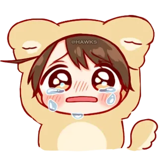 💞 0532a260 @HAWKS crying, kawaii, sad, anime, cute telegram sticker