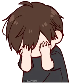 💞 324fa6a5 @HAWKS sad, crying, anime, cartoon, boy telegram sticker