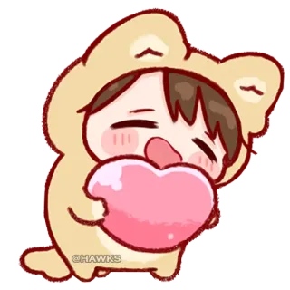 💞 335e2bab @HAWKS cartoon, kawaii, heart, cute, chibi telegram sticker