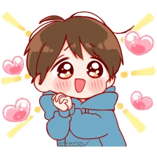 💞 51b0264a @HAWKS cartoon, boy, hearts, anime, cute telegram sticker