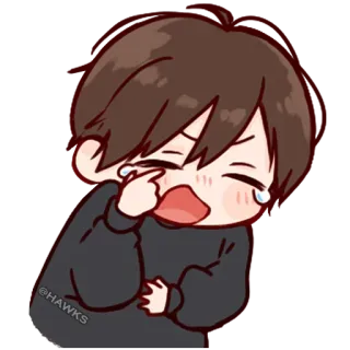 💞 63fe592c @HAWKS anime, crying, emotional, sad, kawaii, chibi telegram sticker