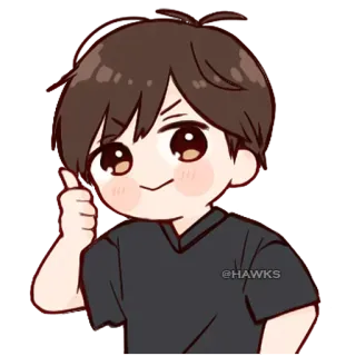 💞 75c957ef @HAWKS cartoon, boy, anime, cute, thumbs up telegram sticker