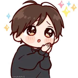 💞 795a8c98 @HAWKS cute, anime, kawaii, chibi, sparkles, pleading telegram sticker