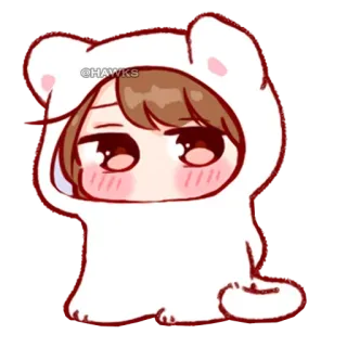 💞 947a665e @HAWKS chibi, cute, bear, cartoon, kawaii telegram sticker