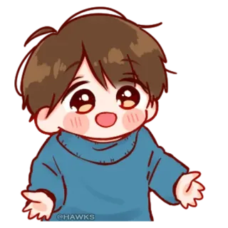 💞 957e2b1b @HAWKS anime, boy, chibi, cute, cartoon telegram sticker