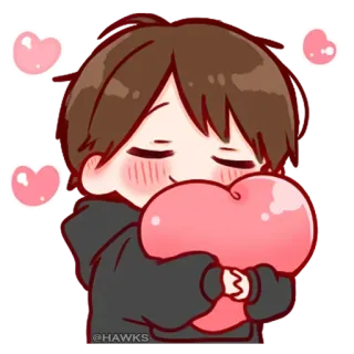💞 9acb1956 @HAWKS anime, boy, kawaii, heart, love, cute telegram sticker