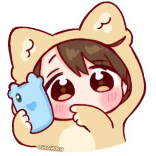 💞 b0122d85 @HAWKS cute, kawaii, anime, manga, cartoon, bear, hoodie telegram sticker
