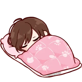 💞 bd71b823 @HAWKS sleep, cute, kawaii, pillow, blanket, anime telegram sticker