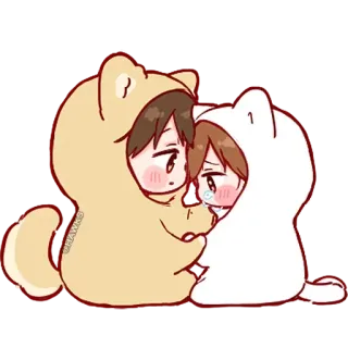 💞 e016dbe5 cute, anime, cartoon, dog, cat, kawaii, animals, sad telegram sticker
