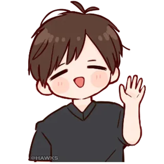 💞 fad2f6a4 anime, boy, cartoon, waving, friendly telegram sticker