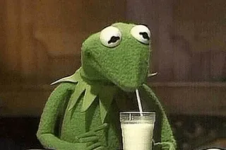 🥛 0377a691 Kermit the Frog 커밋, 개구리, 마시는, 인형, 머펫 whatsapp sticker