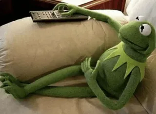 📺 1537705b Kermit 개구리, 인형, 텔레비전 시청, 커밋, 머펫 whatsapp sticker