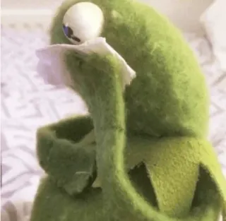 😢 2045d101 Kermit 머펫, 인형, 초록색, 커밋, 슬픈, 울음 whatsapp sticker