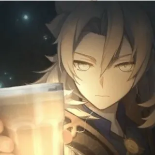 🥛 4758ccdf Albedo Genshin Impact Anime, Game, Genshin Impact, Albedo, Minum, Karakter whatsapp sticker