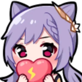 🥰 b9d6093b Keqing Genshin Impact Anime, Genshin Impact, Keqing, Kawaii, Hati, Lucu, Telinga kucing whatsapp sticker