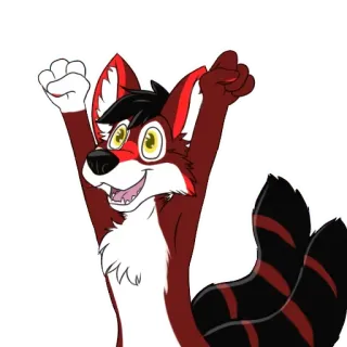 😁 004128c4 Furry, Zorro, Dibujos animados, Feliz, Celebración telegram sticker