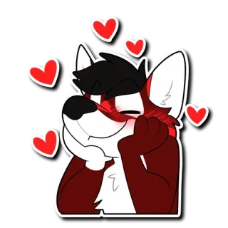 🥰 38ebf666 Furry, Zorro, Corazones, Amor, Dibujos animados telegram sticker