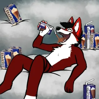 😄 411e0c6f EISKAFFEE zorro, café, café helado, bebida, furry, café helado telegram sticker