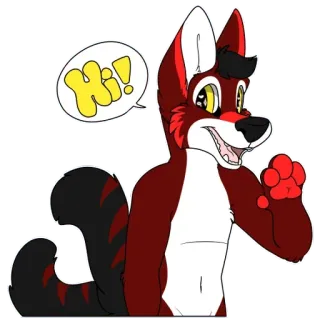 👋 4a389a6d Hi! Furry, Zorro, Anthro, Hola, Saludo, Animal, Dibujo animado telegram sticker