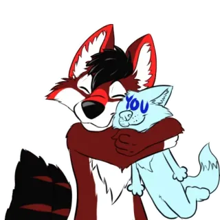 👐 76f50faa YOU Furry, Abrazo, Dibujos animados, Animal, Lindo telegram sticker