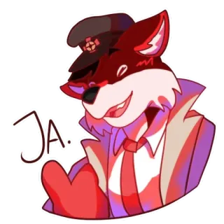 😃 a891f772 JA. animal, zorro, dibujos animados, vestido, sombrero, abrigo telegram sticker