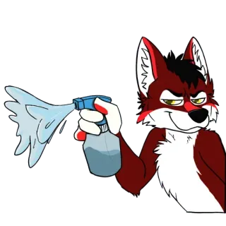 😏 a99050c1 Furry, Antropomórfico, Zorro, Botella de spray, Dibujos animados telegram sticker