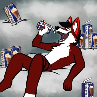 😃 b0b14182 EISKAFFEE café helado, zorro, furry, bebida telegram sticker