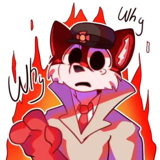 🔥 d27fb0db Why Furry, Zorro, Fuego, Pregunta, Dibujo animado telegram sticker