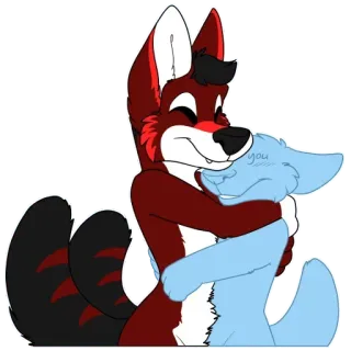❤️ dec4eefa you Furry, Abrazo, Afecto, Dibujos animados, Zorro, Lindo telegram sticker