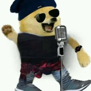 😎 03ff1181 doge chien, chanteur, micro, lunettes de soleil, bonnet, musique whatsapp sticker