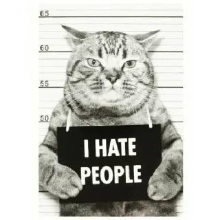 🥱 f87058ce I HATE PEOPLE chat, haine, gens, photo d'identité judiciaire, animal whatsapp sticker