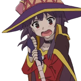 😧 e94aaea8 Megumin Konosuba 애니메이션, 메구밍, 코노스바, 마법사, 마법사, 귀여운, 화난 telegram sticker