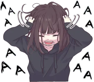 😩 b4147b80 AAAA estressado, anime, AAAA, exausto, garota telegram sticker