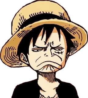 😩 e485a56a Monkey D. Luffy One Piece anime, desenho animado, Monkey D. Luffy, One Piece, pirata, chapéu de palha telegram sticker