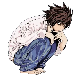 😑 f34acc08 L Lawliet Death Note Anime, Death Note, L Lawliet, Detetive, Mangá, Intelectual telegram sticker