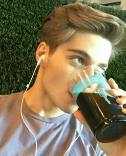 🥤 1b780c25 man, drink, earphones, young, casual, indoors telegram sticker